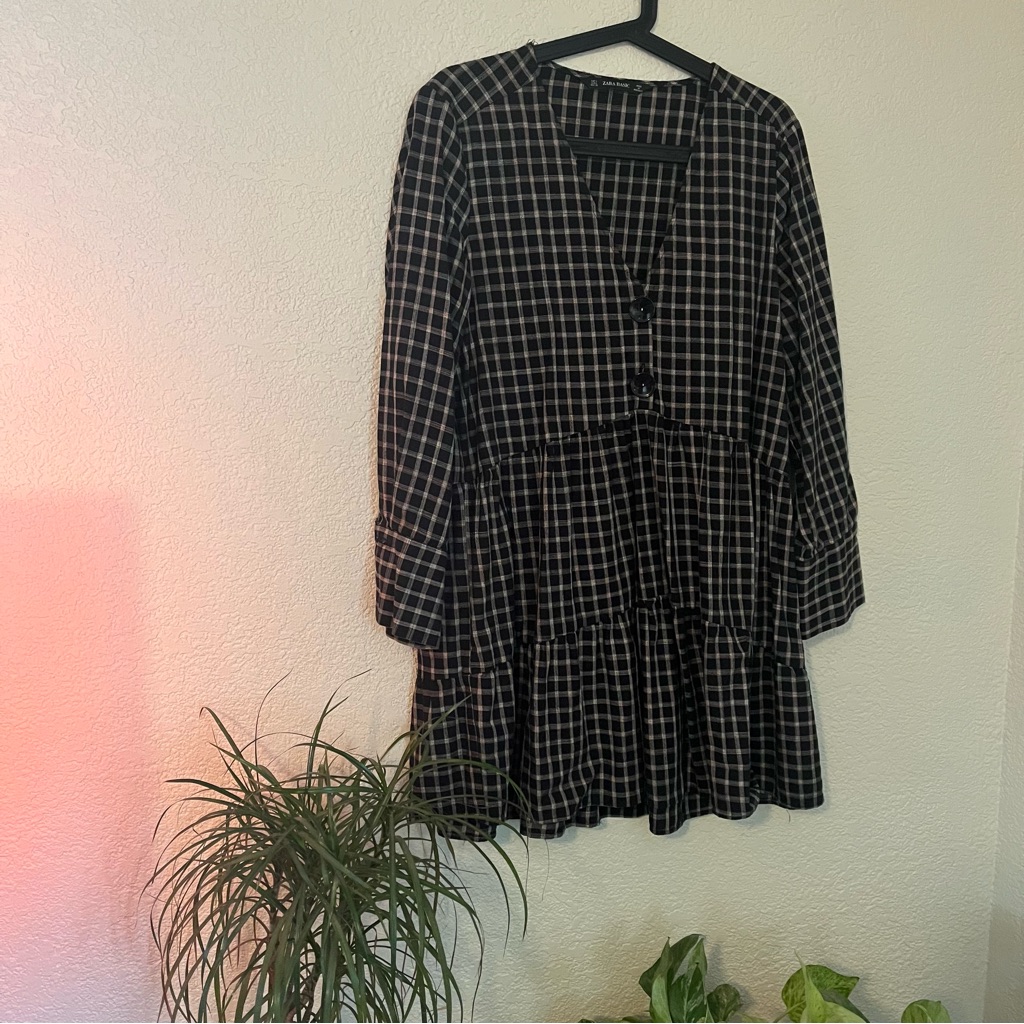 Plaid Long Sleeve Mini Dress